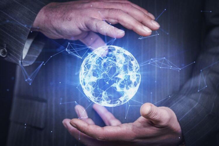 Two hands in control of an energy ball, just like AI