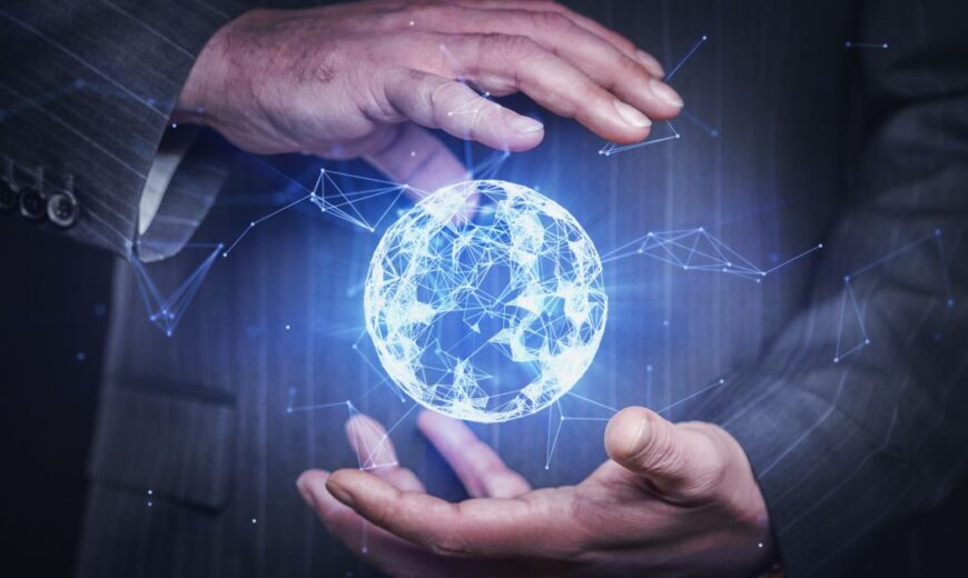 Two hands in control of an energy ball, just like AI