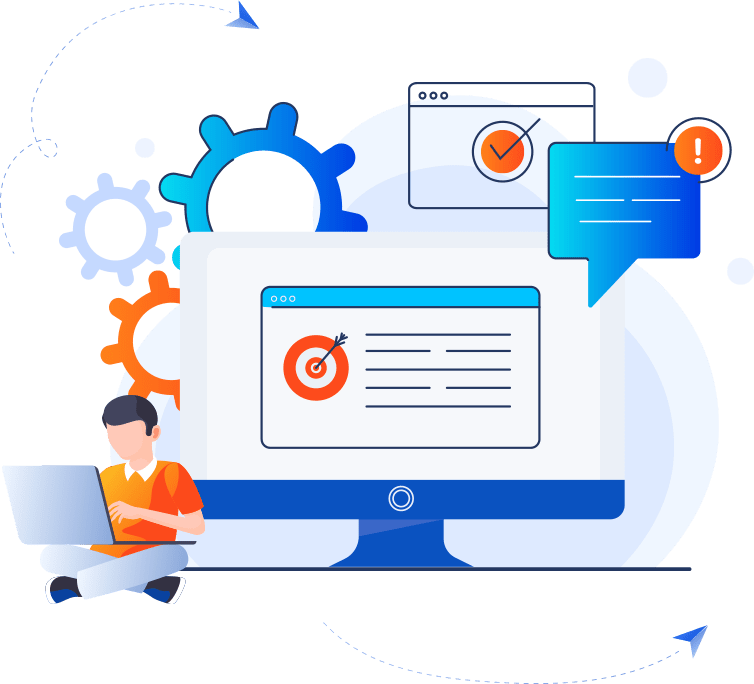 CRM and a man typing down on a laptop